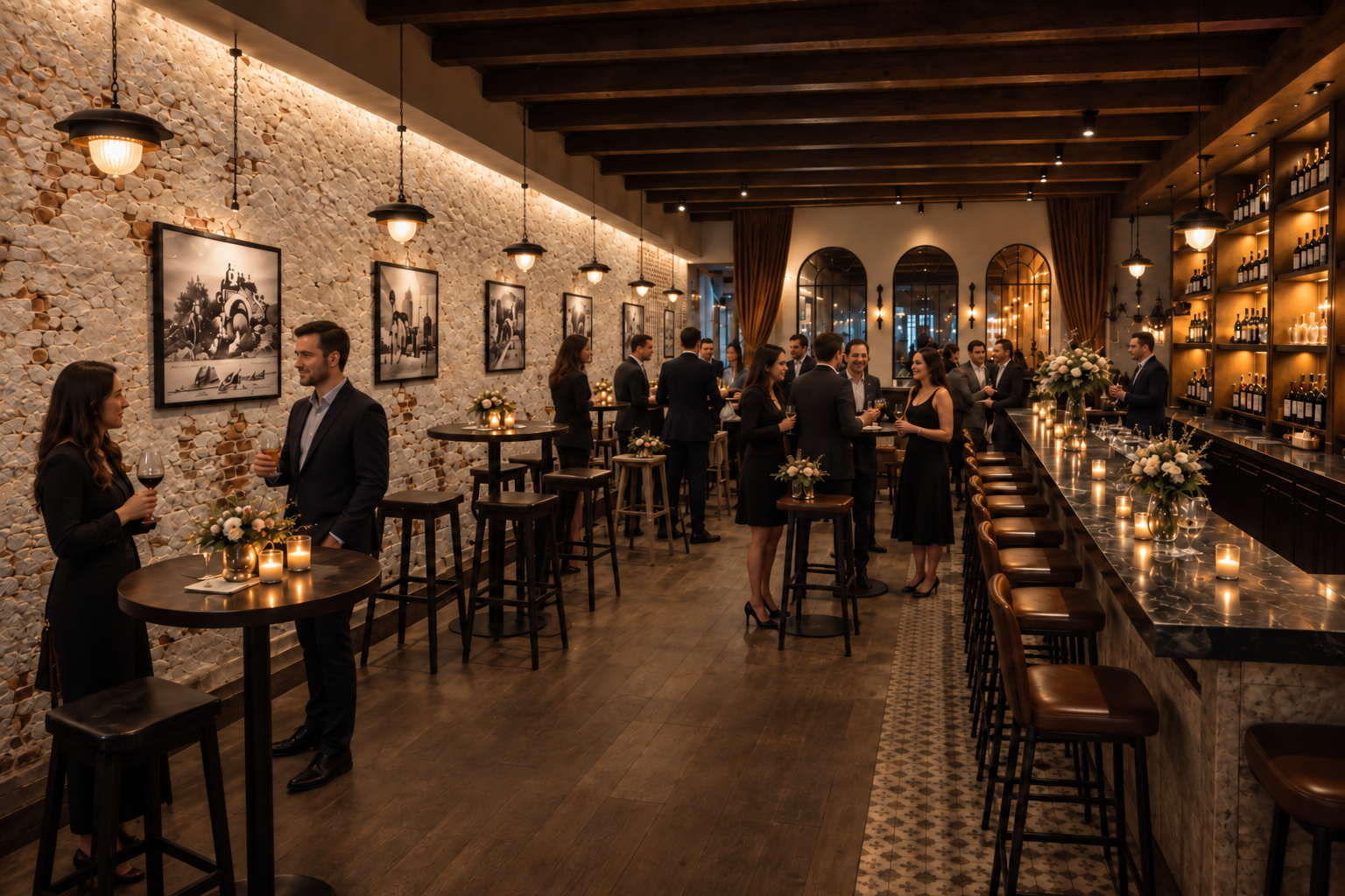 Guests gathered at the San Lorenzo bar in the evening